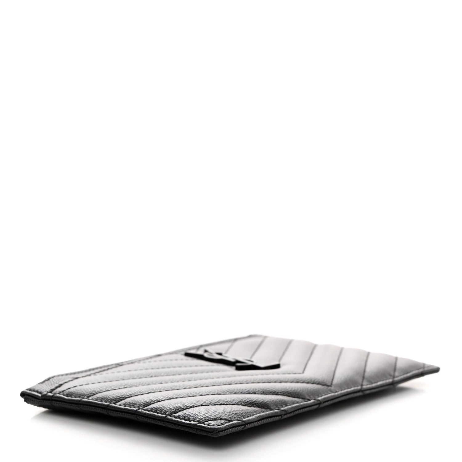 Saint Laurent Grain De Poudre Chevron Monogram Monochrome Bill Pouch Black 4 of 8