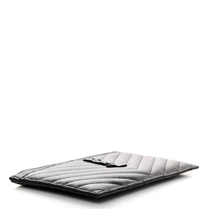 Saint Laurent Grain De Poudre Chevron Monogram Monochrome Bill Pouch Black 4 of 8