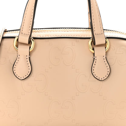 Gucci Gilbert Calfskin Jumbo GG Embossed Super Mini Top Handle Bowler Bag Beige 8 of 12