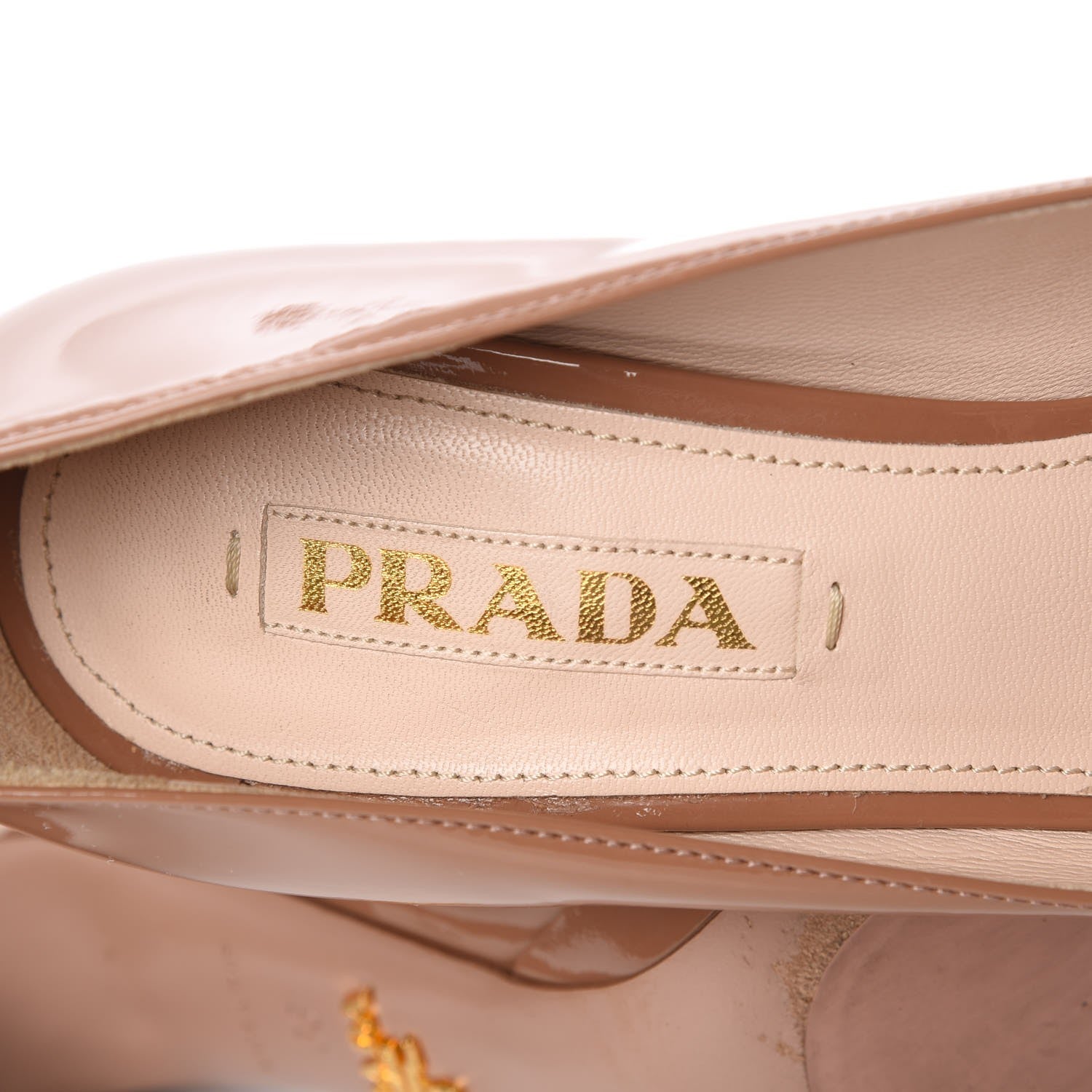 Prada Vernice Peep Toe Pumps 36 Brown 10 of 13