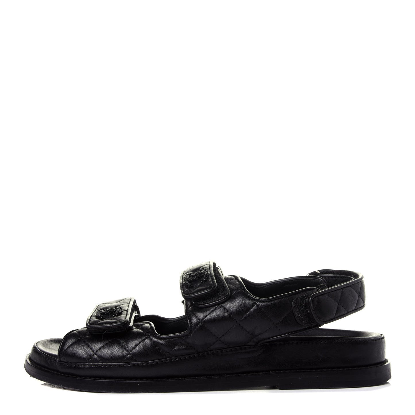Lambskin Velcro Dad Sandals 38 Black