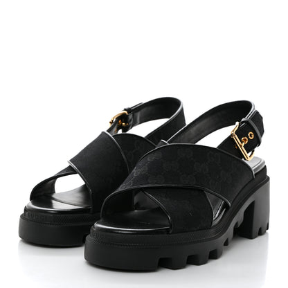 Gucci Monogram Granada Kid Trip 40/72mm Lug Sole Sandals 40 Black 3 of 9