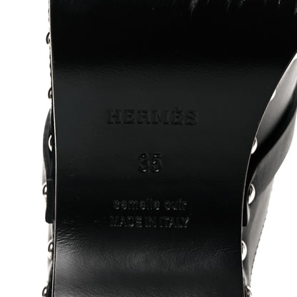 Hermes Calfskin Carlotta Mules 35 Black 6 of 10