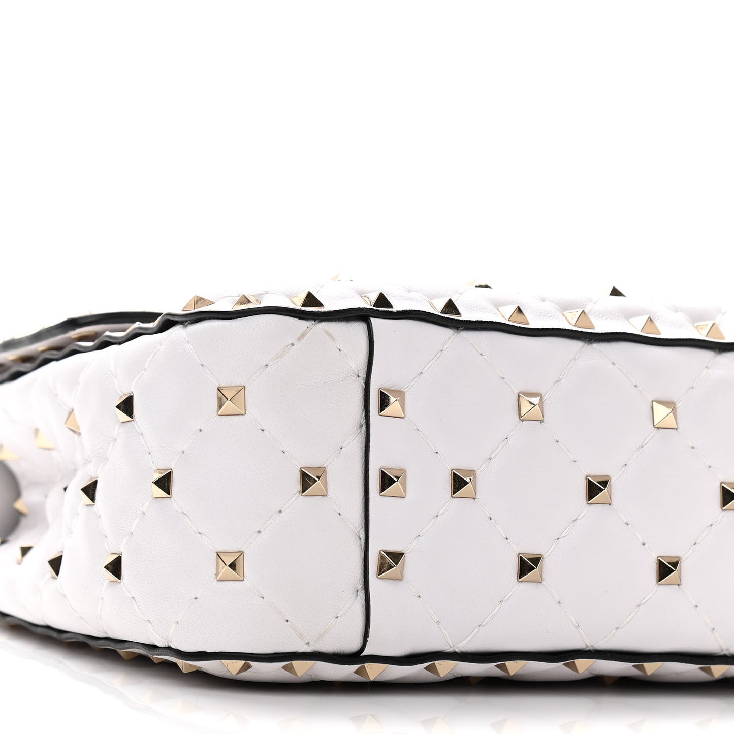 Lambskin VLTN Print Medium Rockstud Spike Shoulder Bag Optic White Black
