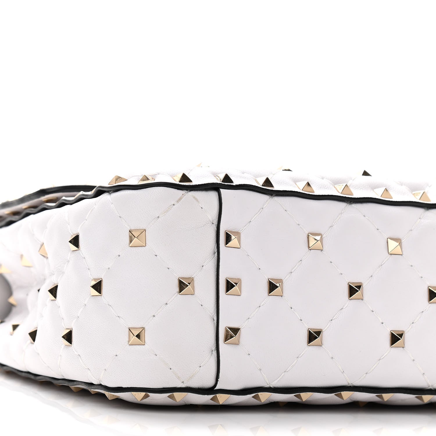 Valentino Garavani Lambskin VLTN Print Medium Rockstud Spike Shoulder Bag Optic White Black 8 of 9