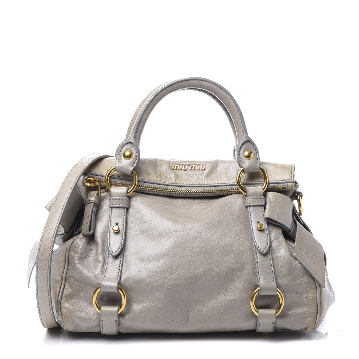 Miu Miu Vitello Lux Mini Bow Bag Grey 1 of 12