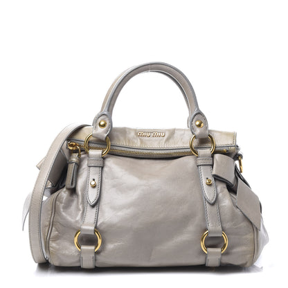 Miu Miu Vitello Lux Mini Bow Bag Grey 1 of 12