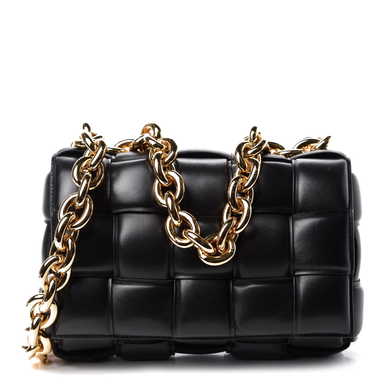 Bottega Veneta Lambskin Maxi Intreccio Padded Chain Cassette Crossbody Bag Black 1 of 9