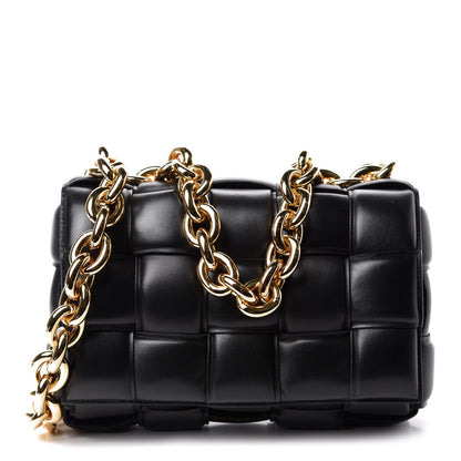 Bottega Veneta Lambskin Maxi Intreccio Padded Chain Cassette Crossbody Bag Black 1 of 9