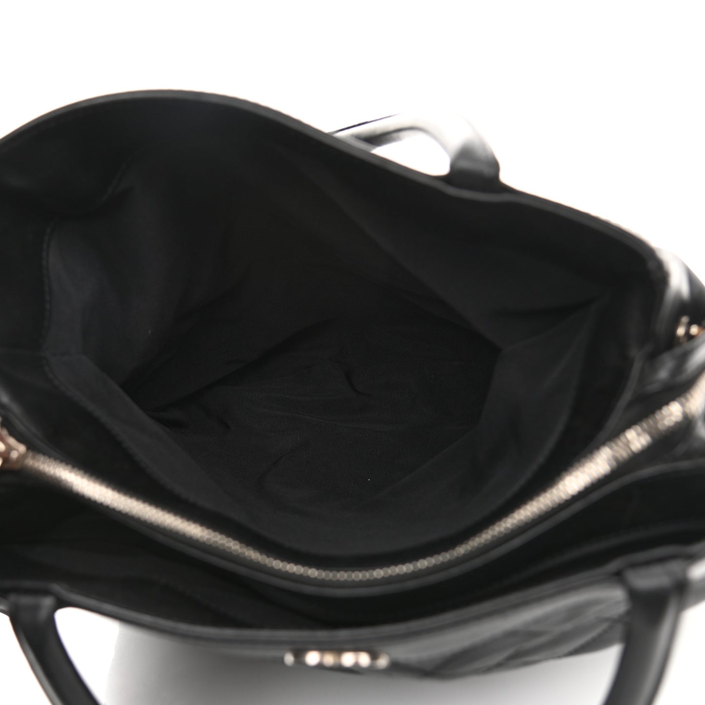 Lambskin Quilted Shopping Tote Black