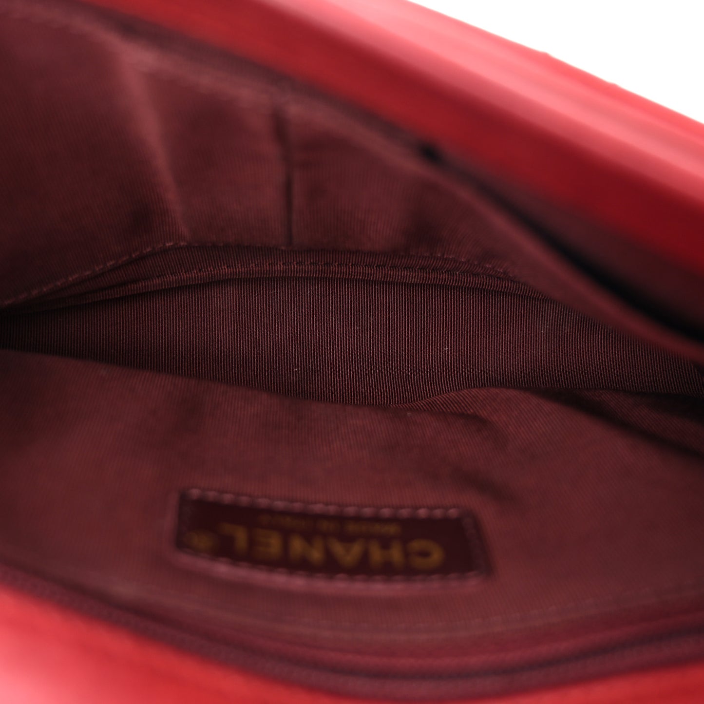 Iridescent Calfskin Medium Happy Stitch Flap Red