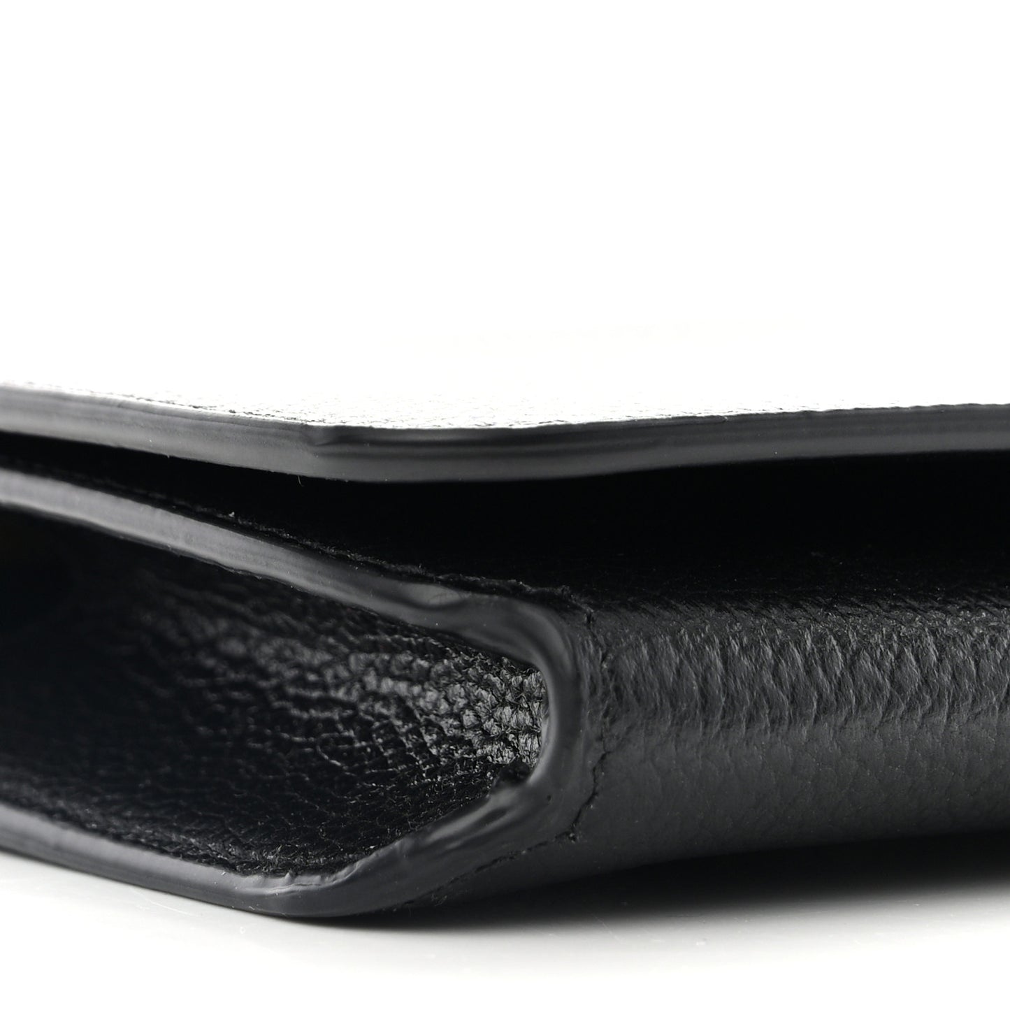 Grained Calfskin Logo Cash Phone Holder Wallet On Chain Black White
