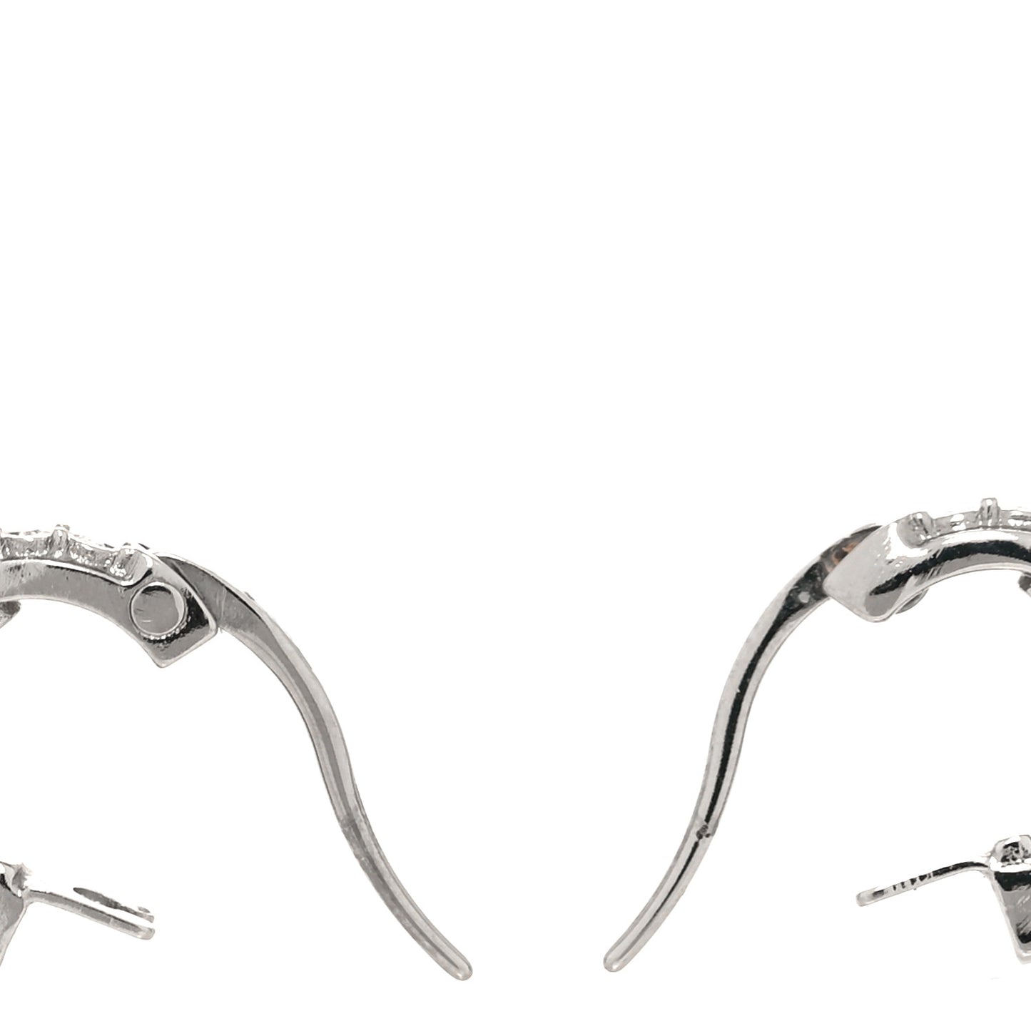 Metal Crystal CC Hoop Drop Earrings Silver
