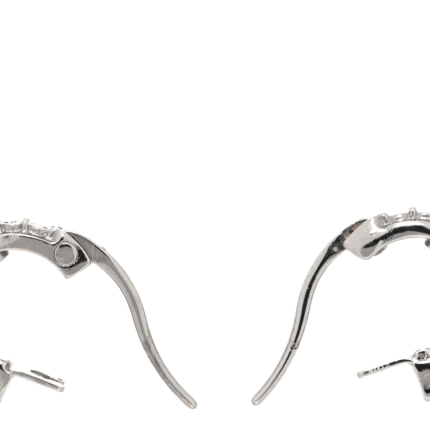 Chanel Metal Crystal CC Hoop Drop Earrings Silver 3 of 4