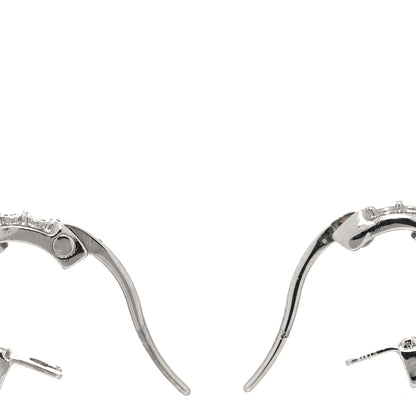 Chanel Metal Crystal CC Hoop Drop Earrings Silver 3 of 4