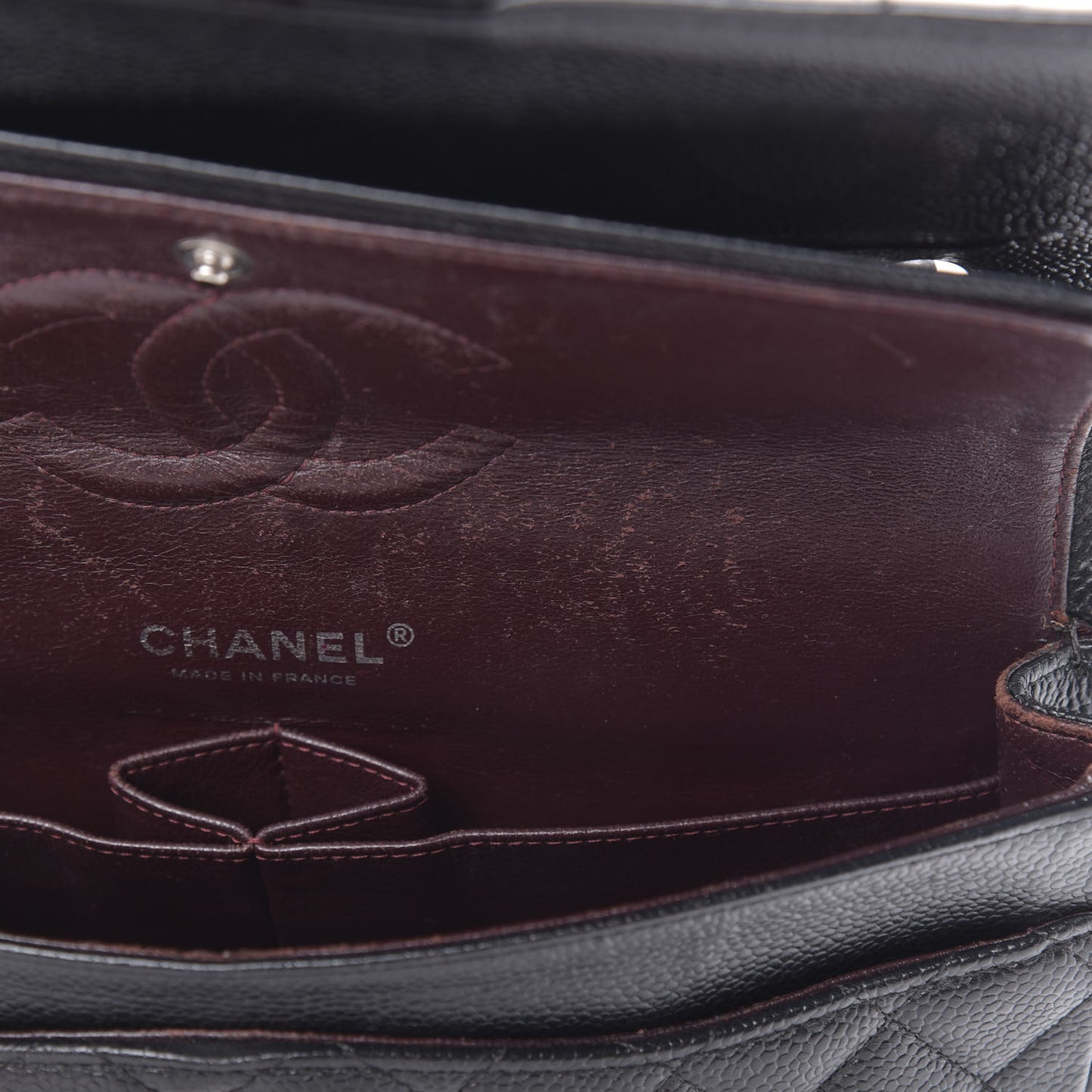 Caviar Quilted Medium Double Flap Black