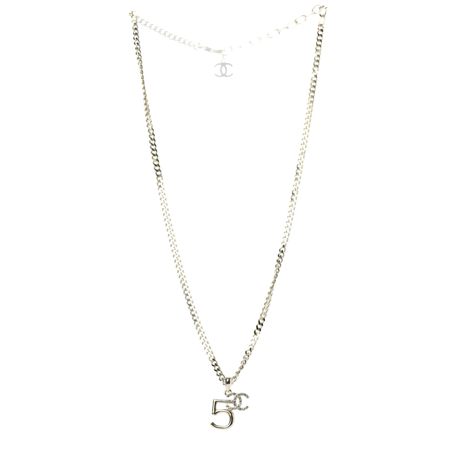 Chanel Crystal CC No.5 Necklace Gold 3 of 5