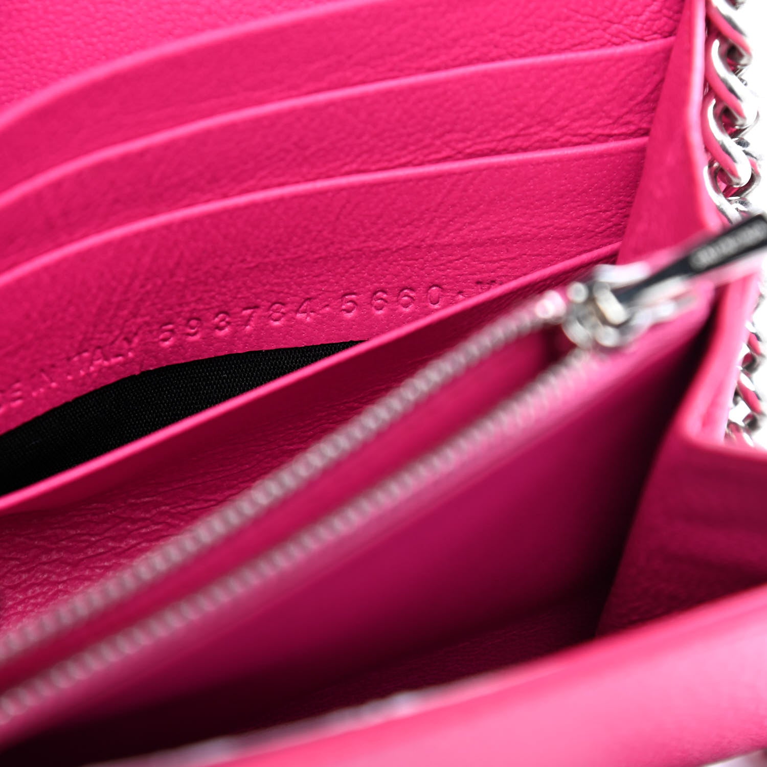 Balenciaga Pebbled Calfskin Everyday Continental Wallet on Chain Acid Pink 6 of 8