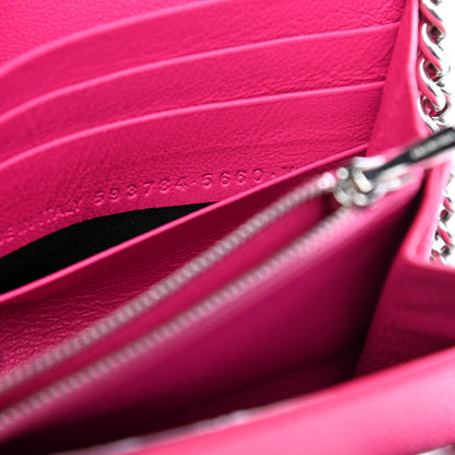 Balenciaga Pebbled Calfskin Everyday Continental Wallet on Chain Acid Pink 6 of 8