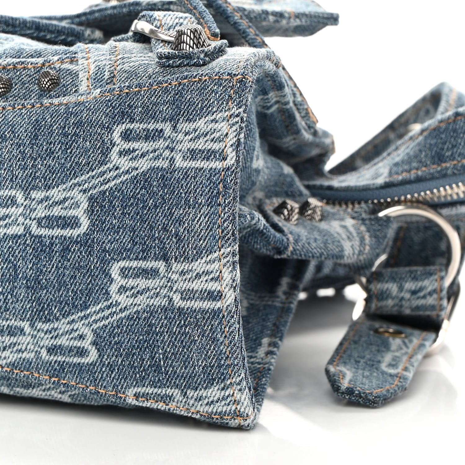 Balenciaga Denim BB Monogram Neo Cagole Handbag XS Blue 10 of 10