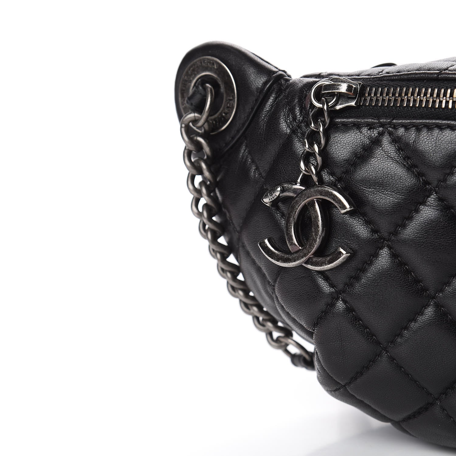 Chanel Lambskin Quilted Banane Waist Bag Fanny Pack Black 11 of 12