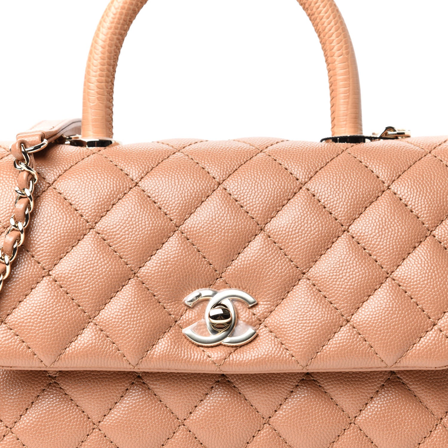 Chanel Caviar Quilted Lizard Embossed Mini Coco Handle Flap Brown 9 of 9