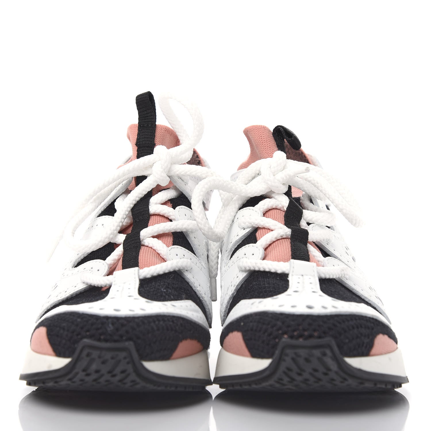 Hermes Knit Calfskin High Rise Action Sneakers 38 Rose Bubinga Multicolor 2 of 11