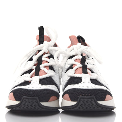 Hermes Knit Calfskin High Rise Action Sneakers 38 Rose Bubinga Multicolor 2 of 11