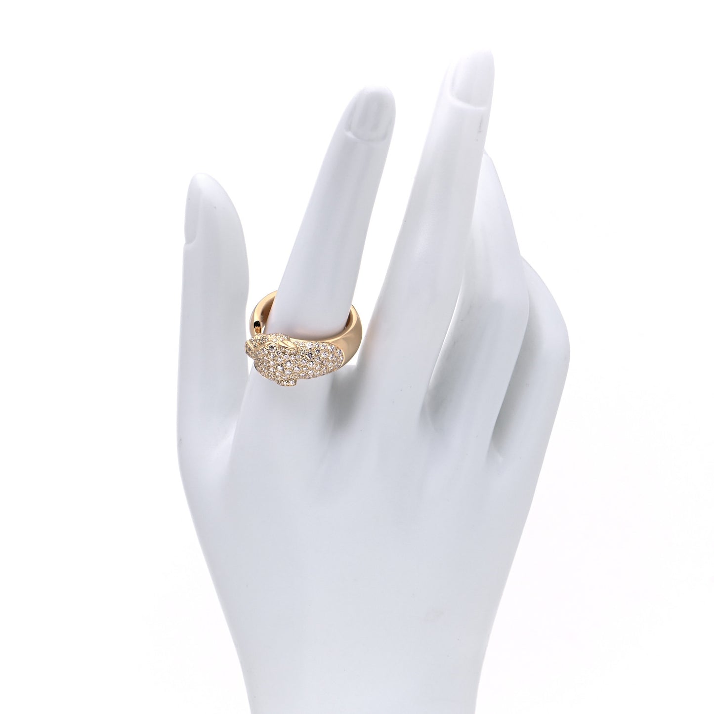 18K Yellow Gold Diamond Emerald Panthere De Cartier Band Ring 58 8.25