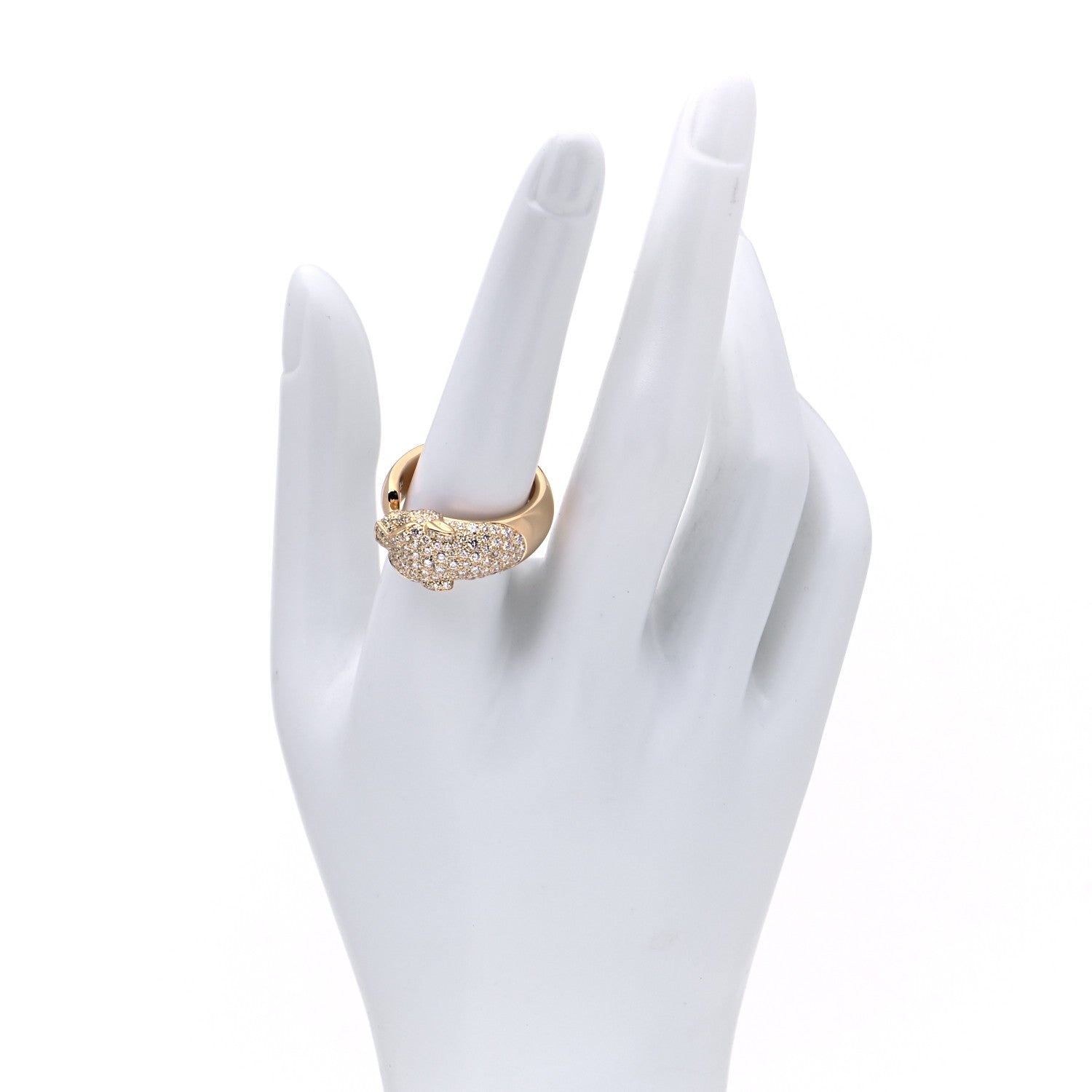 Cartier 18K Yellow Gold Diamond Emerald Panthere De Cartier Band Ring 58 8.25 2 of 8