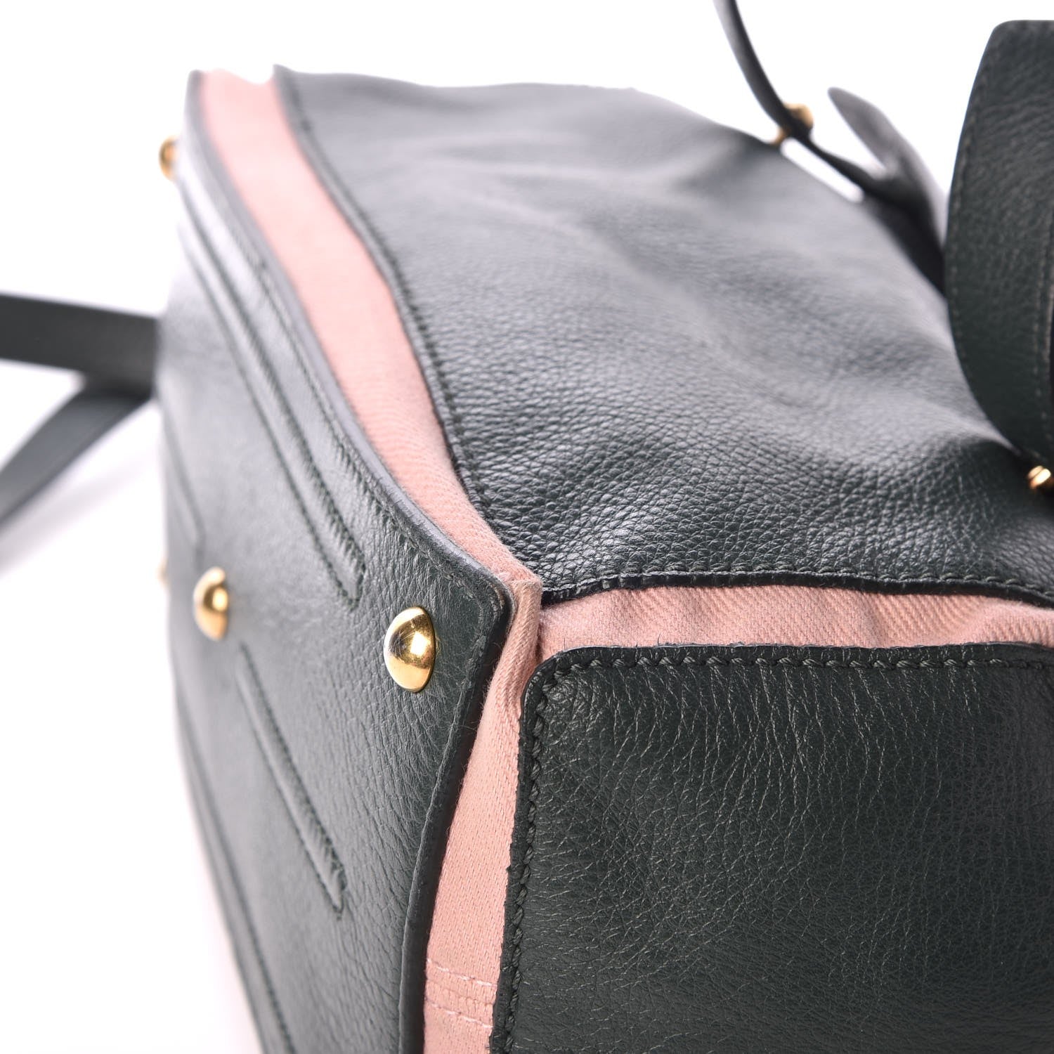 Saint Laurent Calfskin Canvas Small Muse Two Dark Green Pink 10 of 12