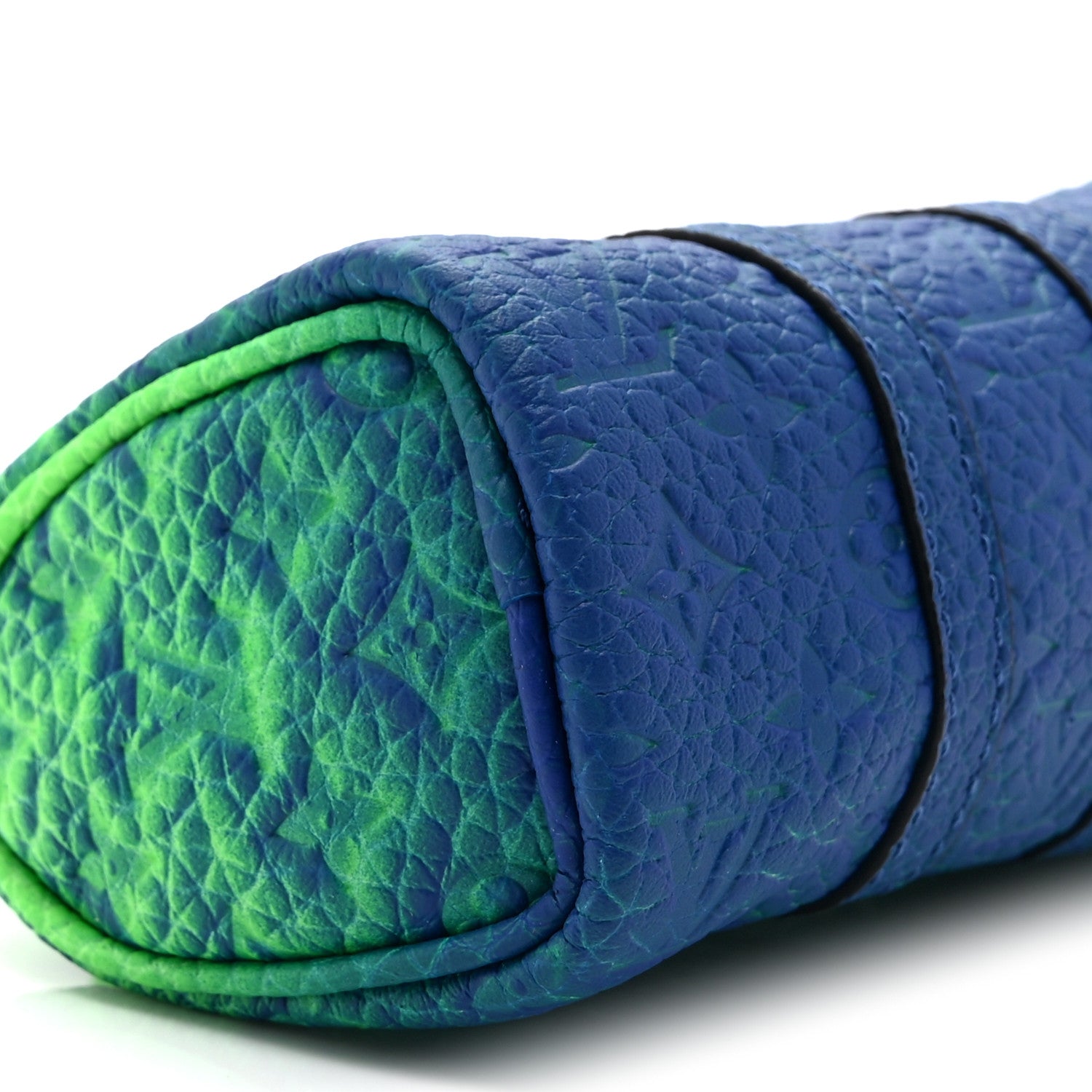 Louis Vuitton Taurillon Illusion Mini Keepall Earphones Pouch Bleu Vert 8 of 9