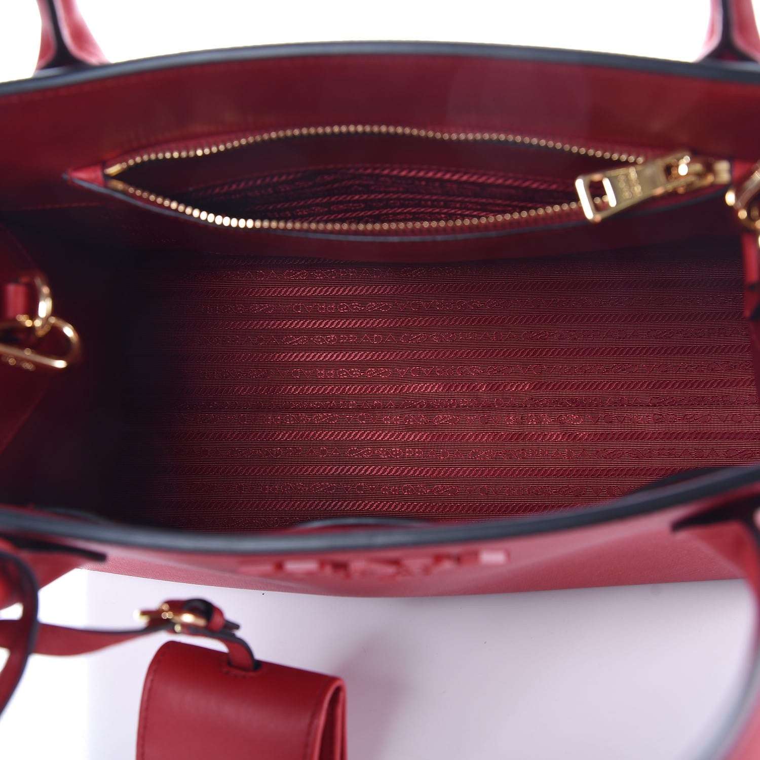 Prada Saffiano Cuir Calfskin Large Monochrome Top Handle Tote Fuoco 5 of 7