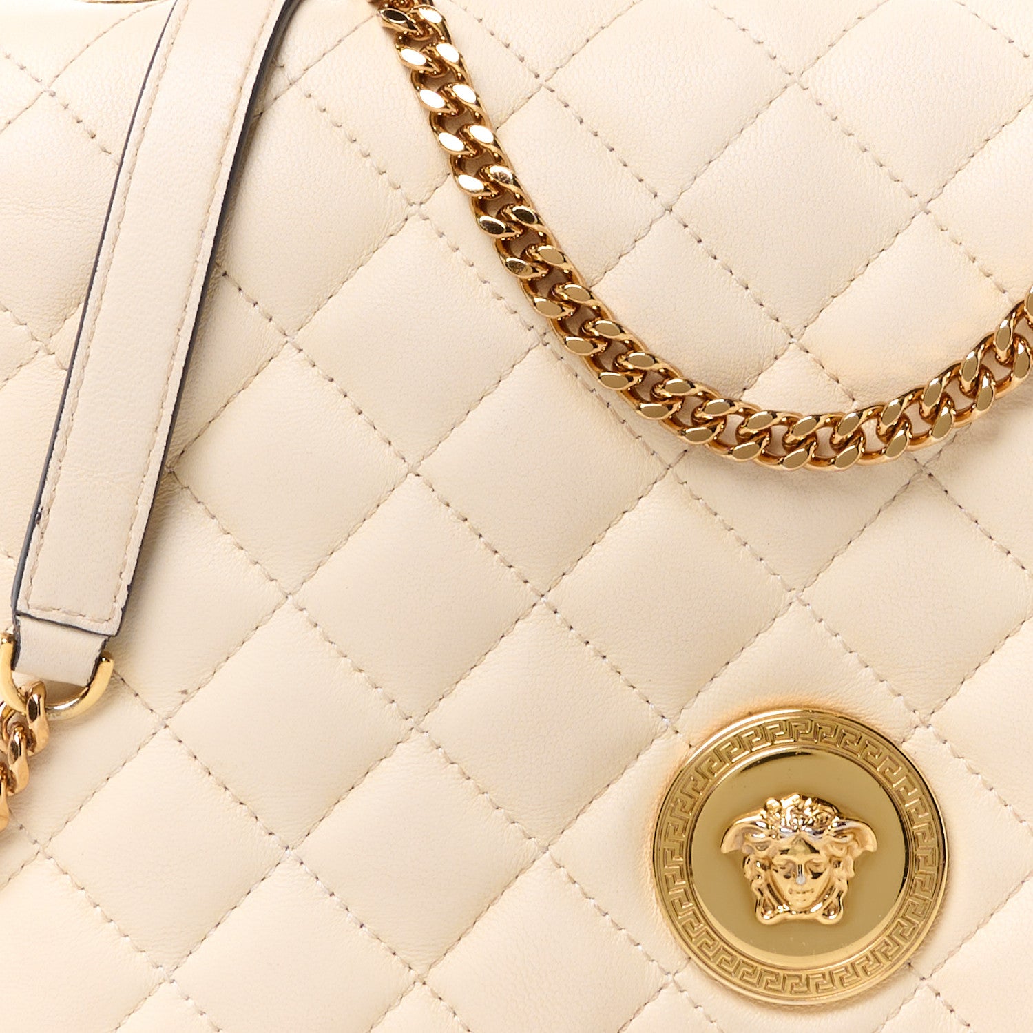 Versace Nappa Quilted Medusa Chain Crossbody Beige 8 of 16