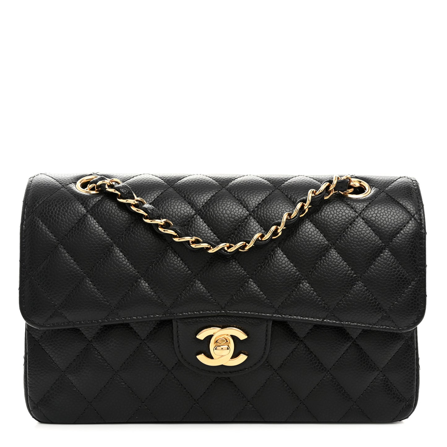 Caviar Quilted Small Double Flap Black