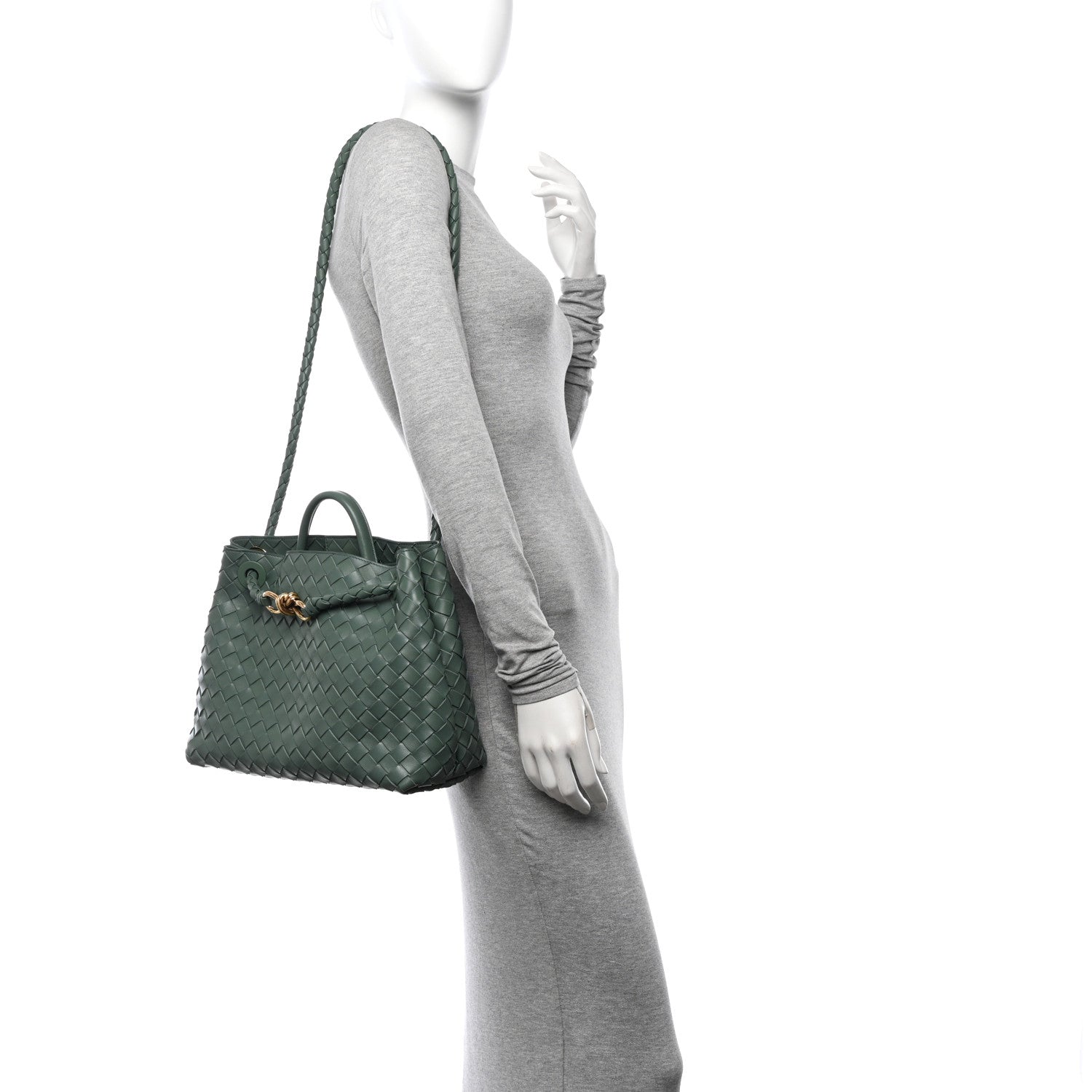 Bottega Veneta Nappa Intrecciato Medium Andiamo Shoulder Bag Aloe 2 of 9