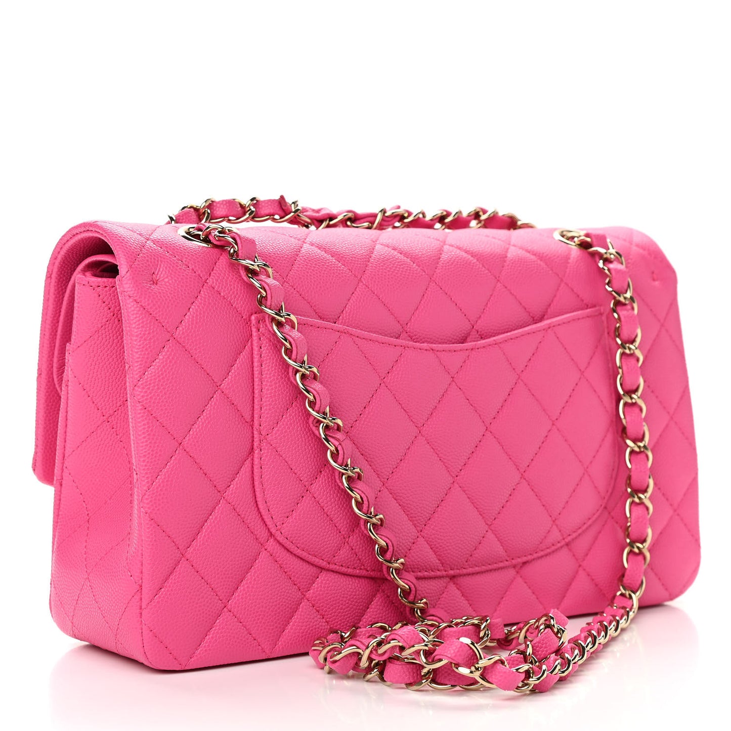 Caviar Quilted Medium Double Flap Dark Pink