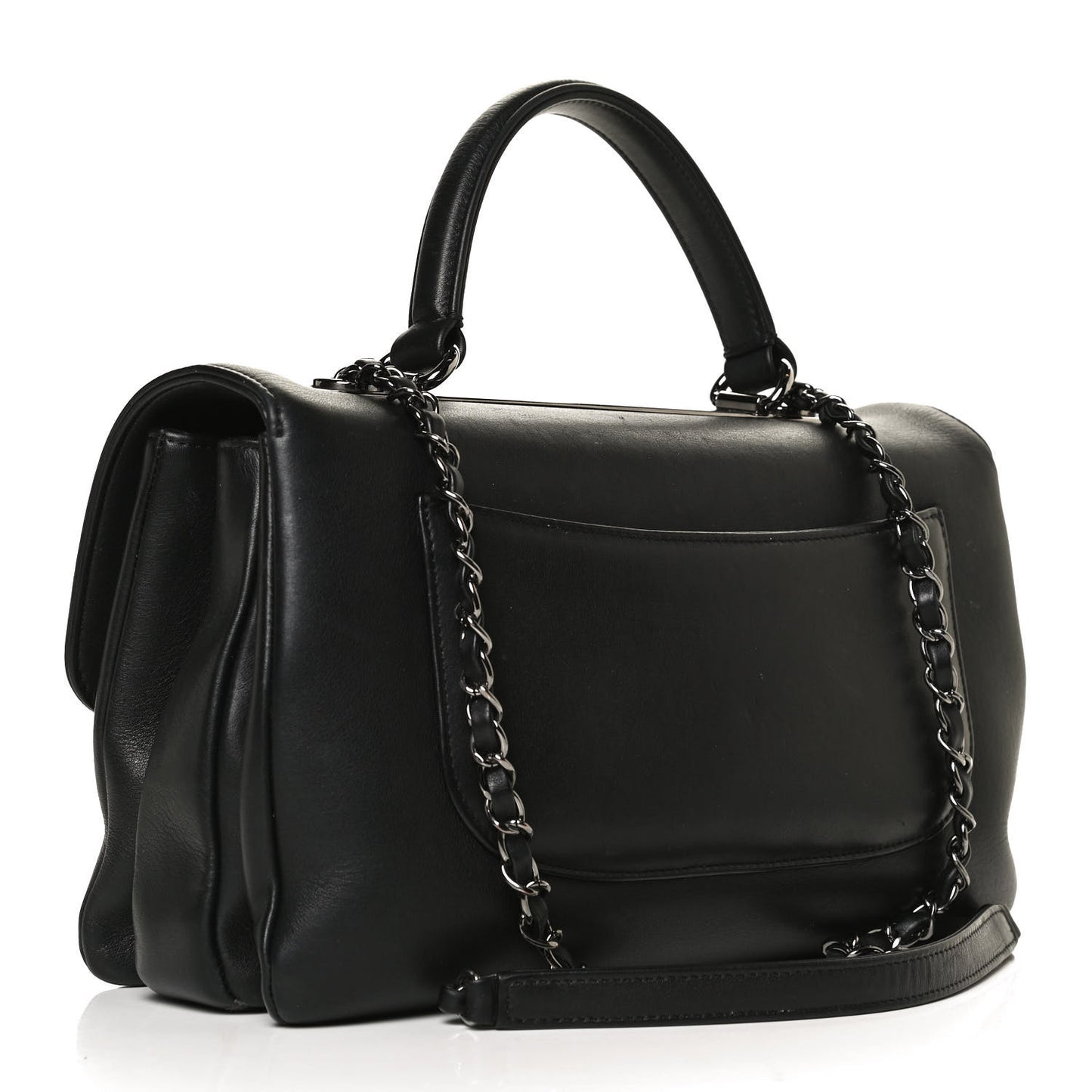 Calfskin Medium Trendy CC Dual Handle Flap Bag Black