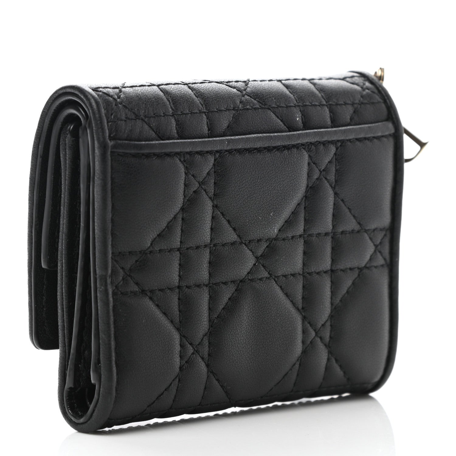 Christian Dior Lambskin Cannage Lady Dior Lotus Wallet Black 3 of 8