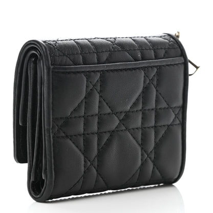 Christian Dior Lambskin Cannage Lady Dior Lotus Wallet Black 3 of 8