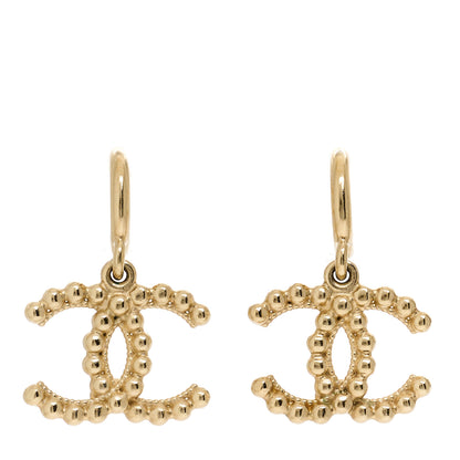 Chanel Metal Bead CC Drop Earrings Gold 1 of 5