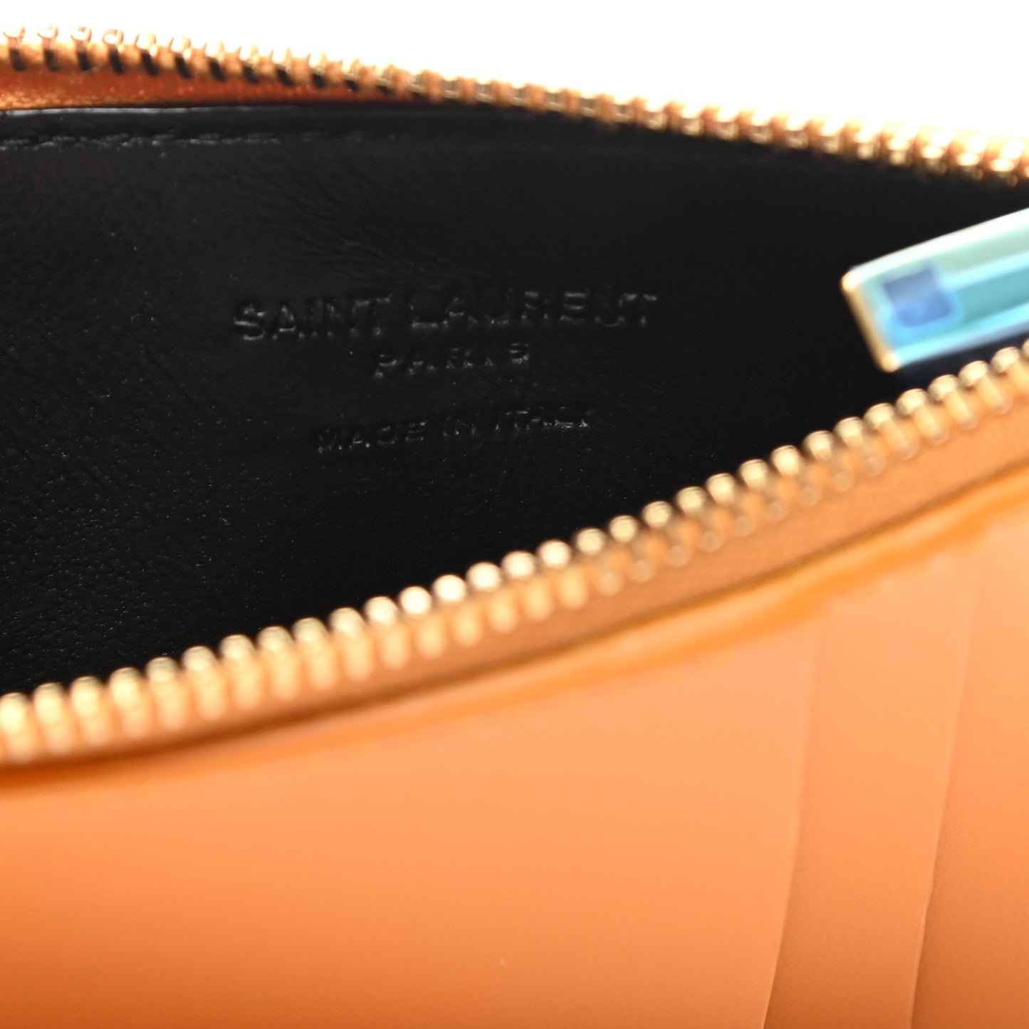 Calfskin 5 Fragments Zip Pouch Card Holder Senape Yellow