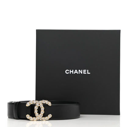 Chanel Calfskin Crystal Pearls Coronation CC Belt 95 38 Black 8 of 8