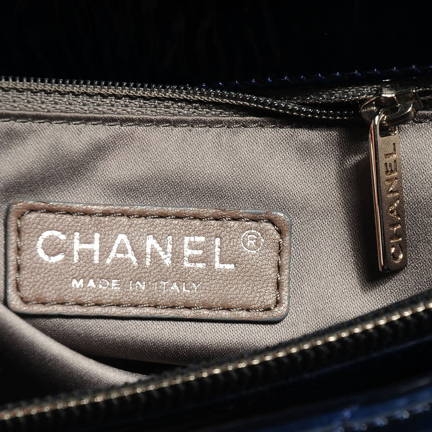 Patent Quilted XL Flap Navy Blue