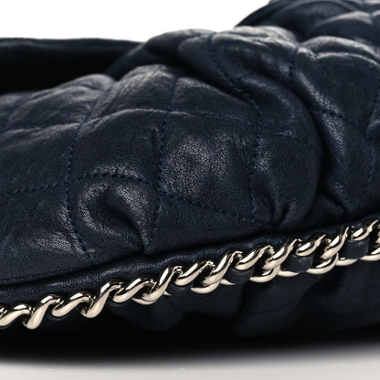 Chanel Washed Lambskin Quilted Medium Chain Around Messenger Navy Blue 8 of 9