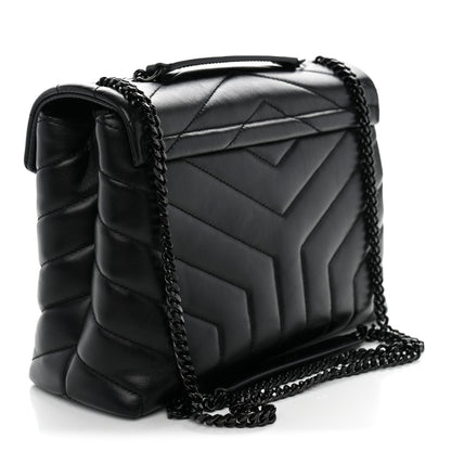 Saint Laurent Calfskin Y Quilted Monogram Monochrome Small Loulou Chain Satchel Black 3 of 10