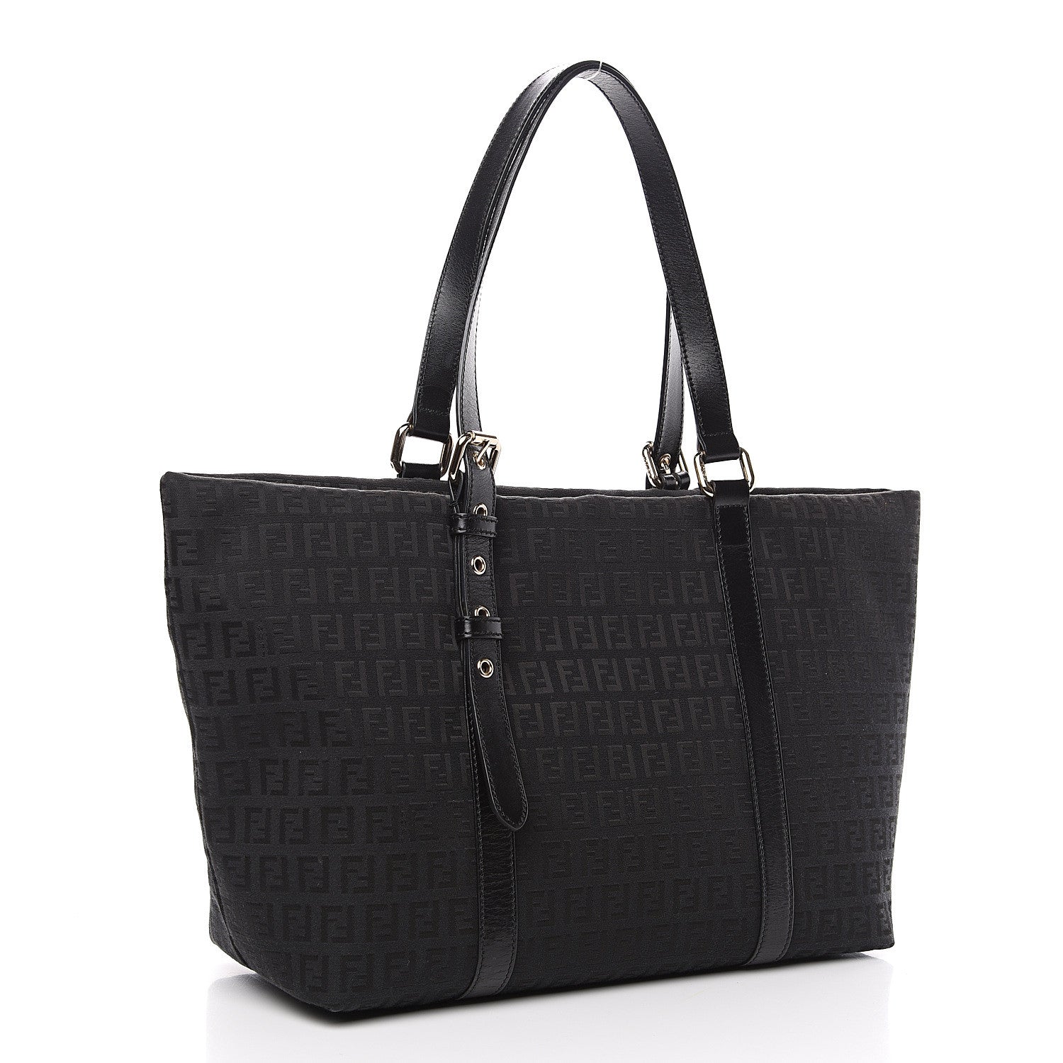 Fendi Zucchino Large Charm Shopping Tote Black 2 of 11