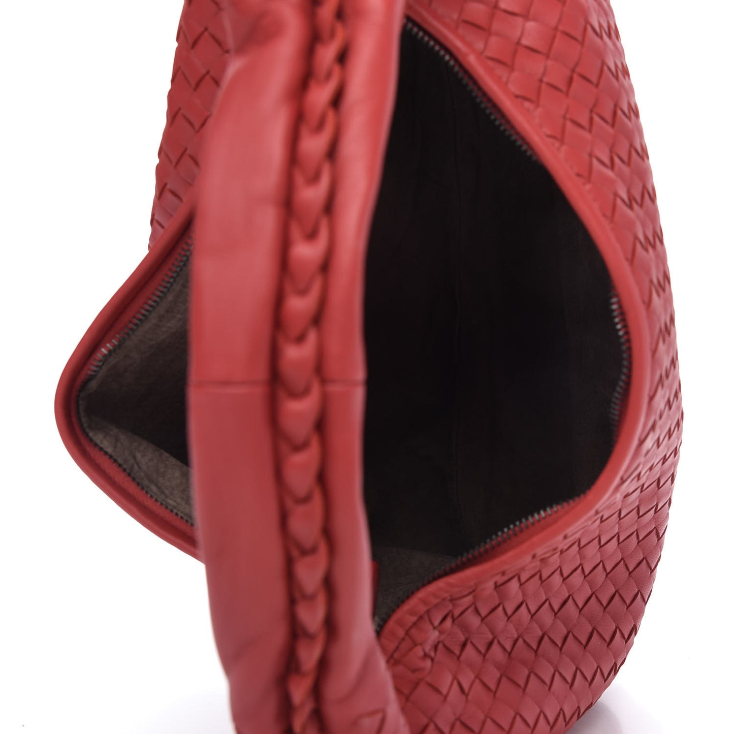 Nappa Intrecciato Large Veneta Hobo Red