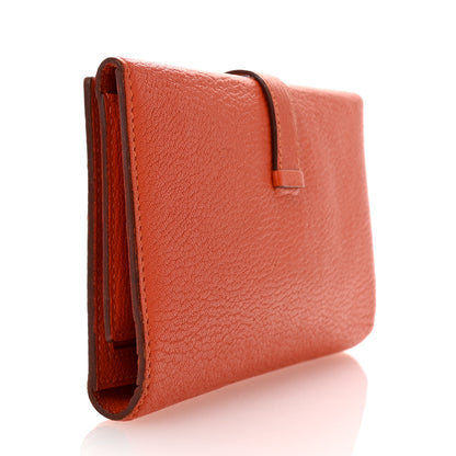 Hermes Chevre Mysore Bearn Gusset Wallet Orange 3 of 7