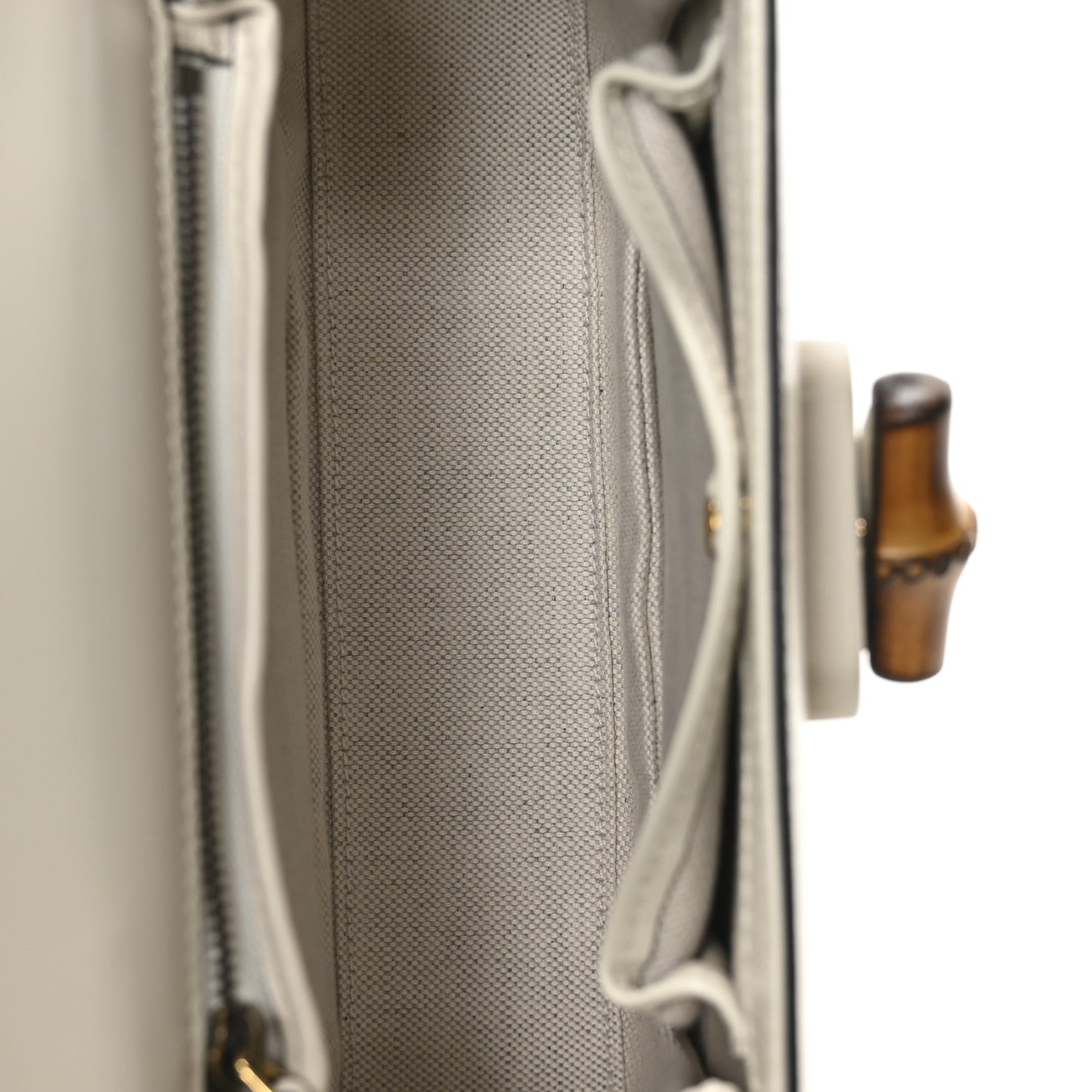 Boarded Dyana Lux Calfskin Web Small Bamboo 1947 Top Handle Bag Mystic White